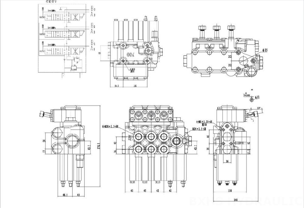 MP80 Manuell 3 Steuerkolben Steuerblock drawing image