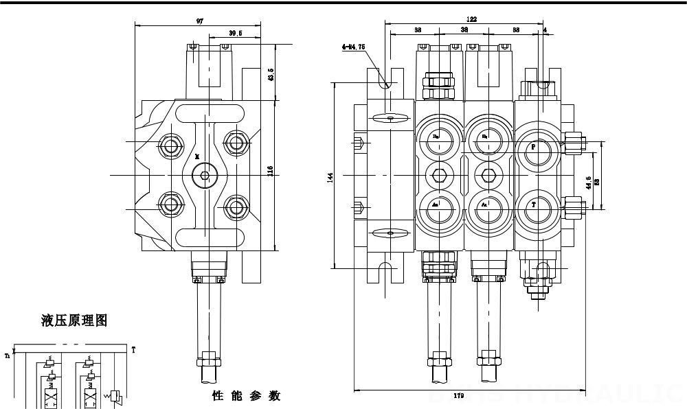 DCV60 Kabel 3 Steuerkolben Sektionalwegeventil drawing image