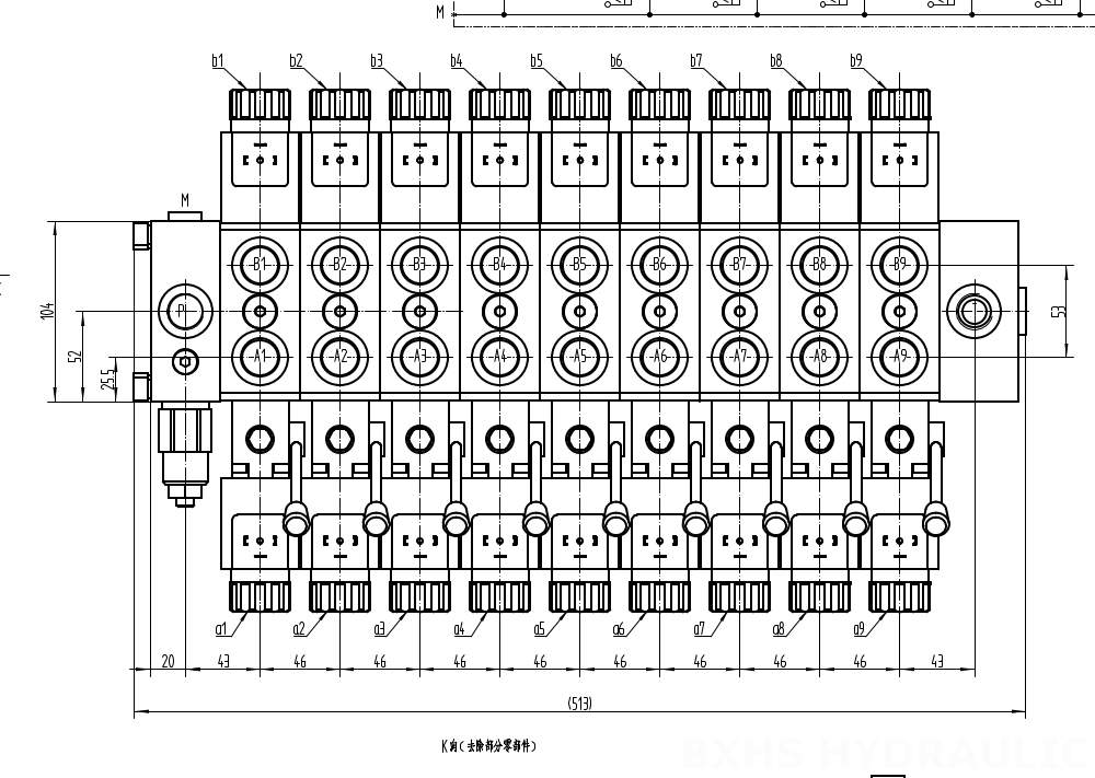 DCV58 Magnet 9 Steuerkolben Sektionalwegeventil drawing image