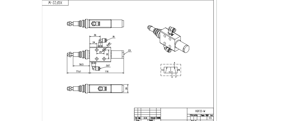 XQF-22W Pneumatisch 1 Steuerkolben Monoblock-Wegeventil drawing image