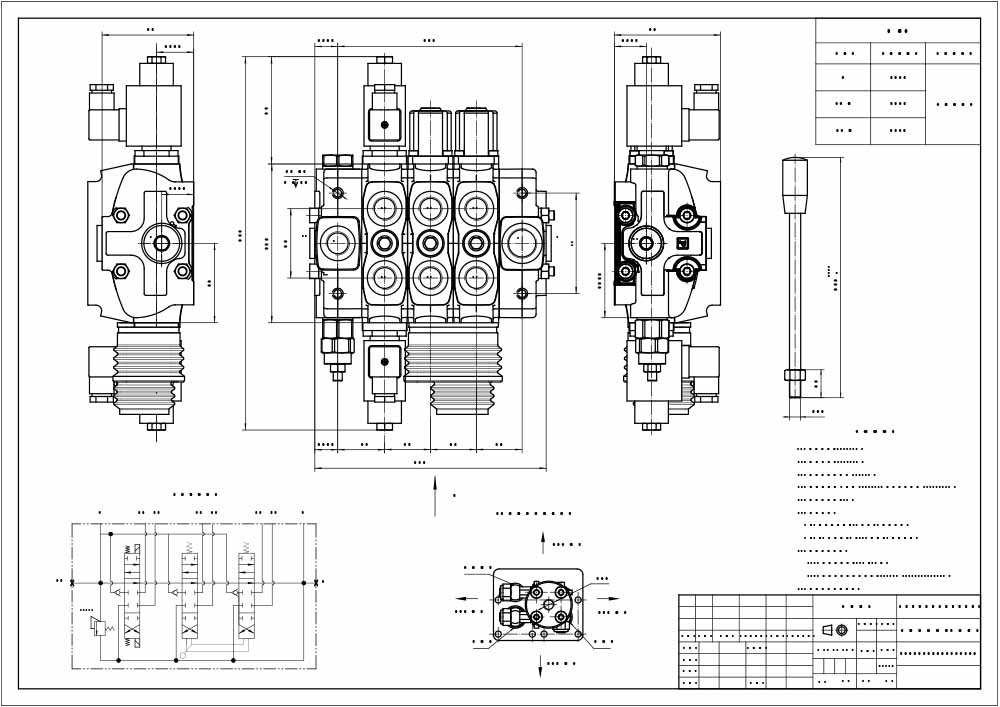 SD8 Magnet und Joystick 3 Steuerkolben Sektionalwegeventil drawing image