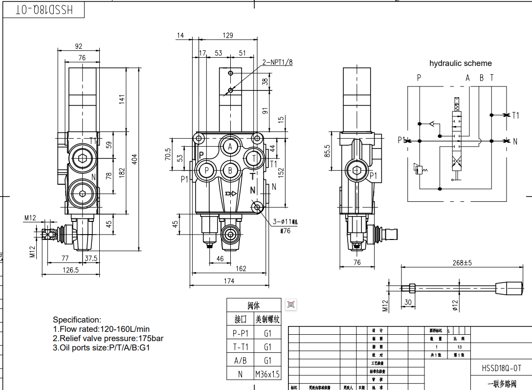 SD18 Pneumatisch 1 Steuerkolben Monoblock-Wegeventil drawing image