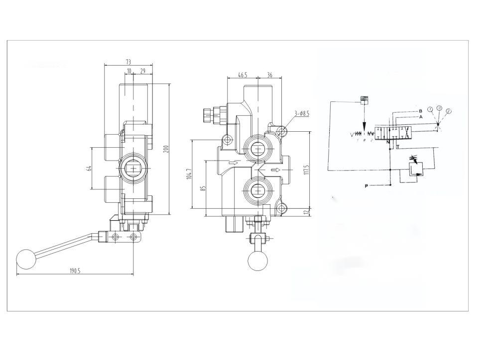 P81 Manuell 1 Steuerkolben Holzspalterventil drawing image