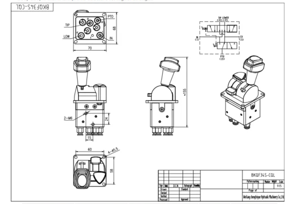 BKQF34S-CQL Pneumatisch 1 Steuerkolben Pneumatisches Steuerventil drawing image