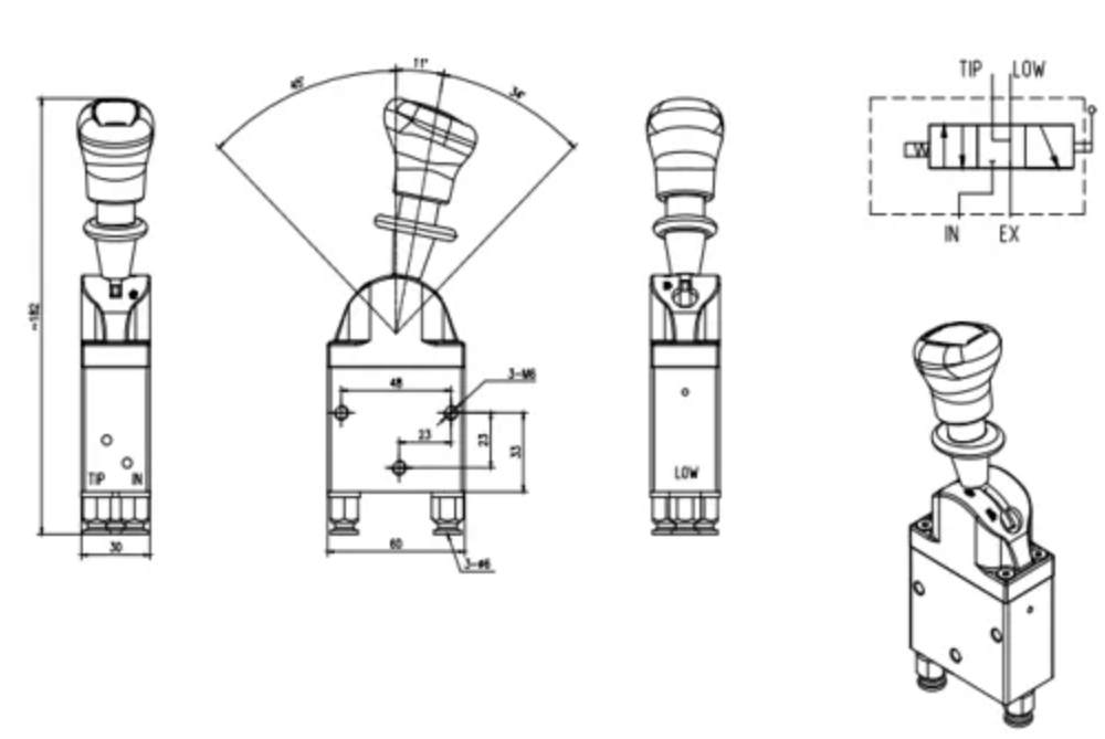 BKQF34B-C Pneumatisch 1 Steuerkolben Pneumatisches Steuerventil drawing image