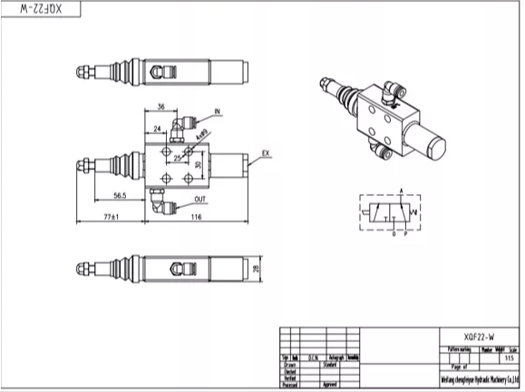 XQF-22W Pneumatisch 1 Steuerkolben Monoblock-Wegeventil drawing image