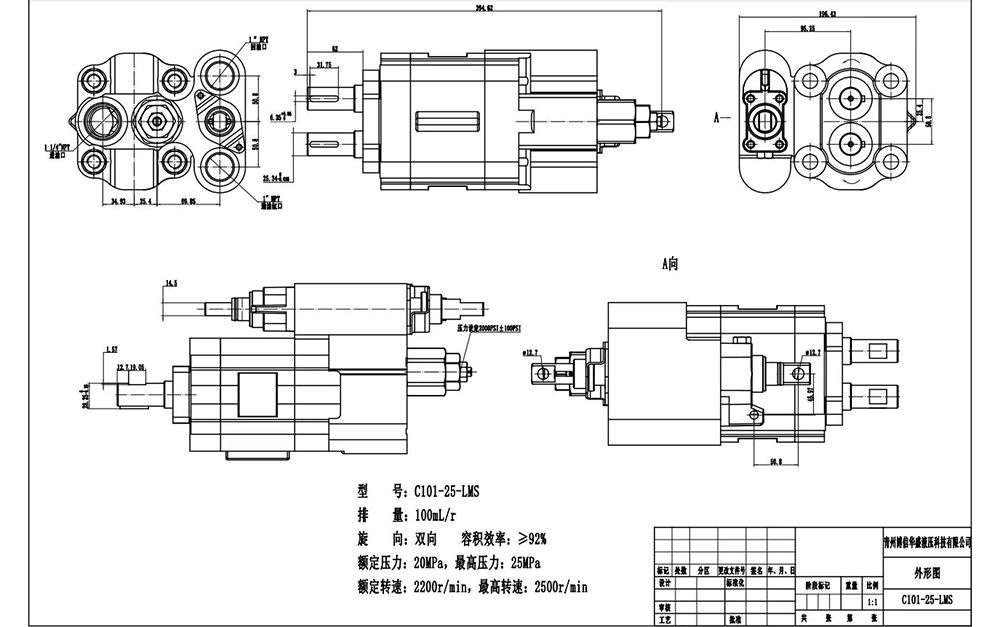 C102 Hubvolumen pro Umdrehung Hydraulikzahnradpumpe drawing image
