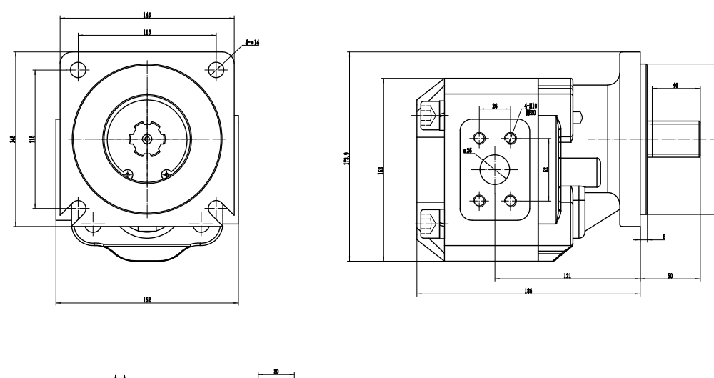 JHP2063 63 cm³/U Hydraulikzahnradpumpe drawing image