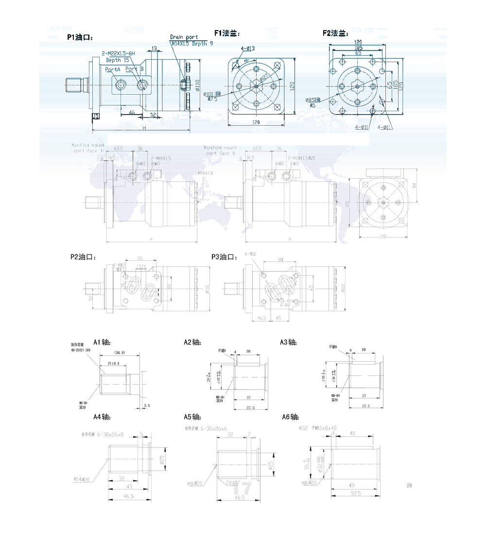 BM3_Zykloiden-Hydraulikmotor 100 cm³/U 50 l/min Hydraulikmotor drawing image