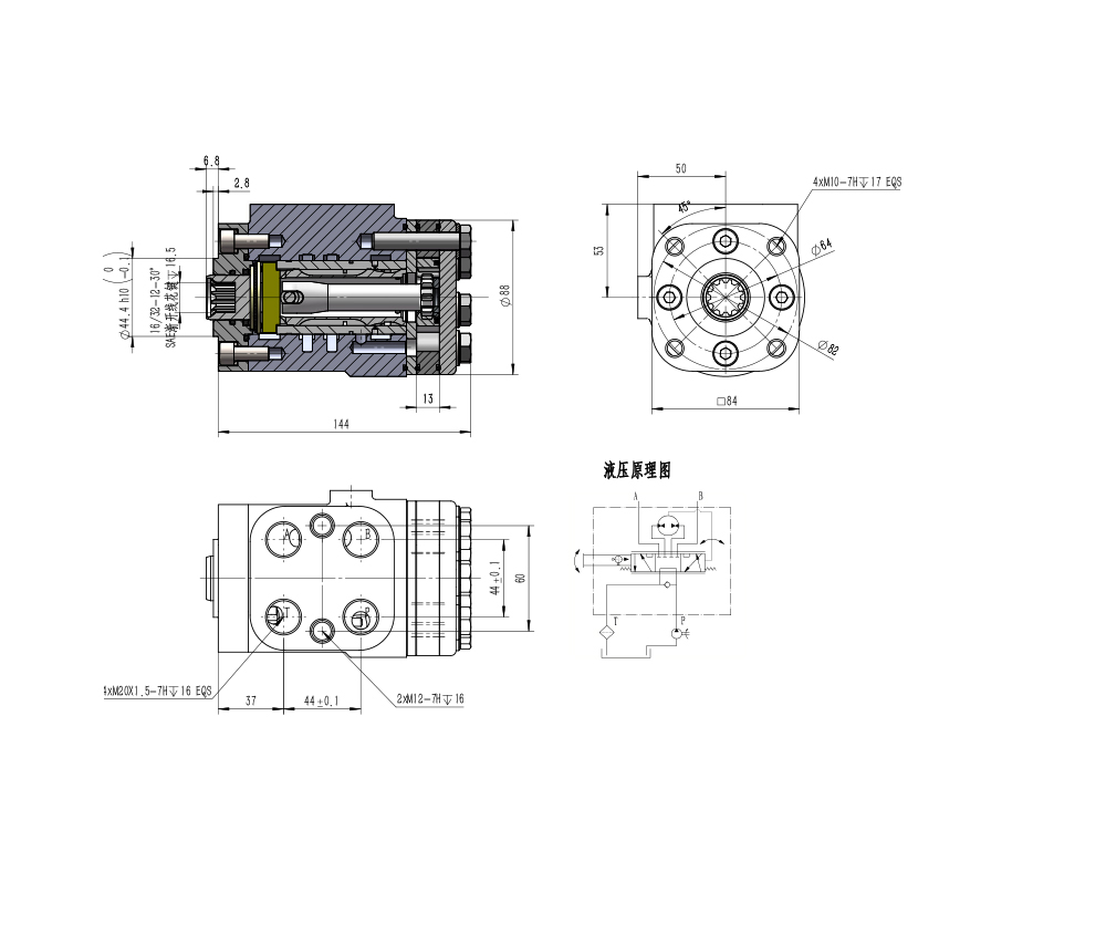 BZZ1-E100C 100 ml/U 7,5 l/min Lenkeinheit drawing image