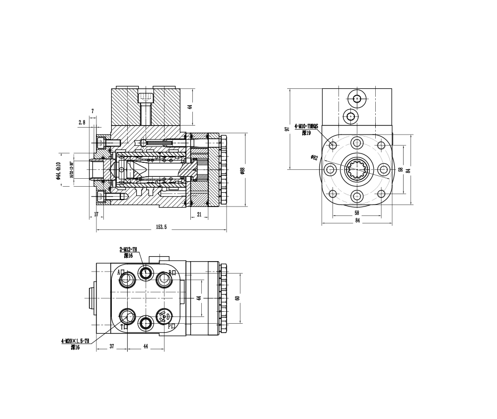 BZZ1-E160B 160 ml/U 12 l/min Lenkeinheit drawing image