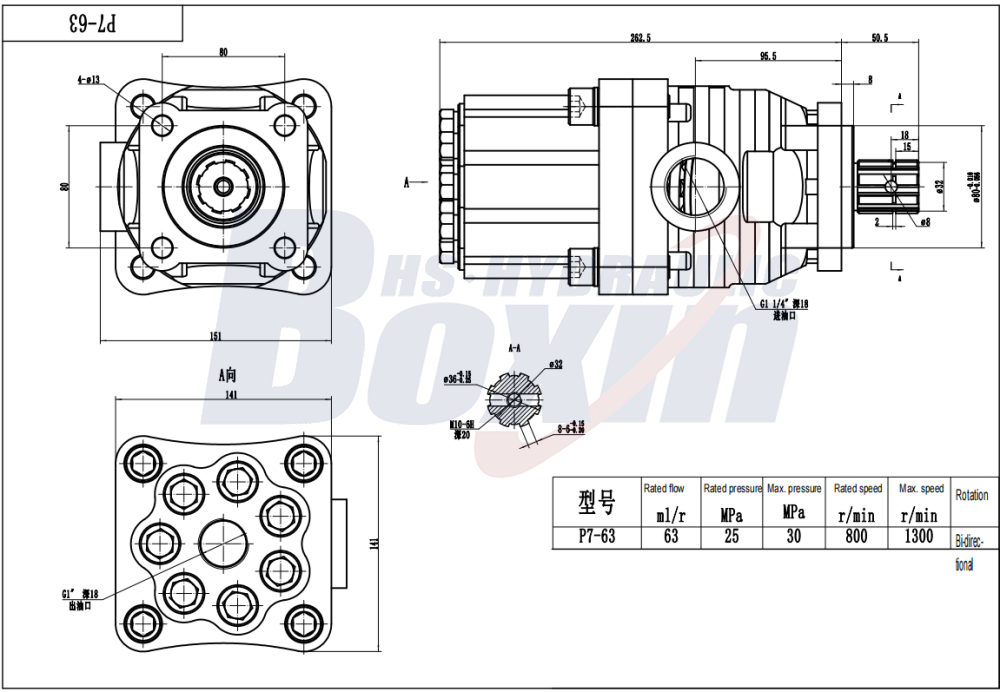 OEM/ODM Customized P7-63-GRAY 63 cc/rev Hydraulic Piston Pump with Private Label Services drawing image