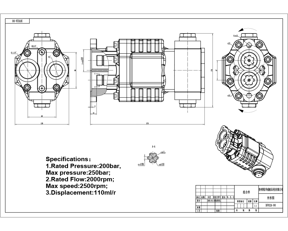 BF110A-ZF1 20 MPa Hydraulic Gear Pump for Industrial Systems drawing image
