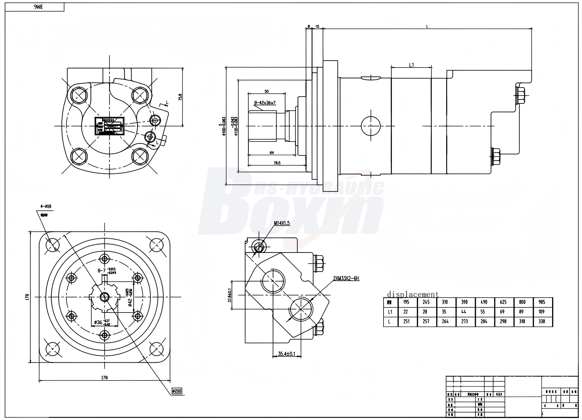 BM6 Zykloiden-Hydraulikmotor-2 245 cc/U 150 l/min Hydraulikmotor drawing image