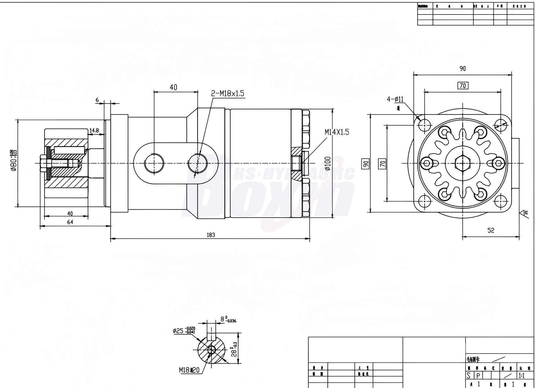 BMR_Cycloid-Hydraulikmotor-2 63 cc/U 53 l/min Hydraulikmotor drawing image