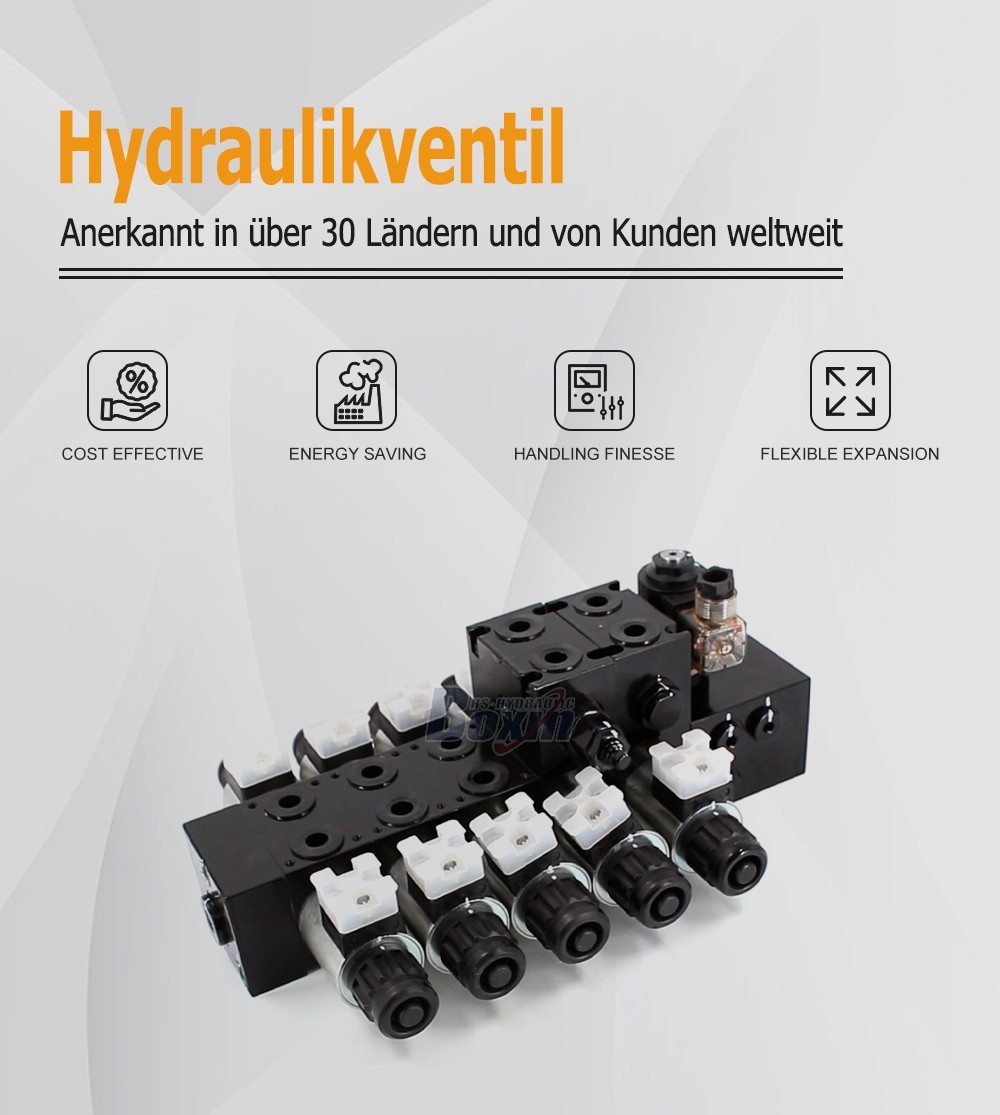 Large Scale Production DCV56-H Solenoid 5 Spool Sectional Control Valves