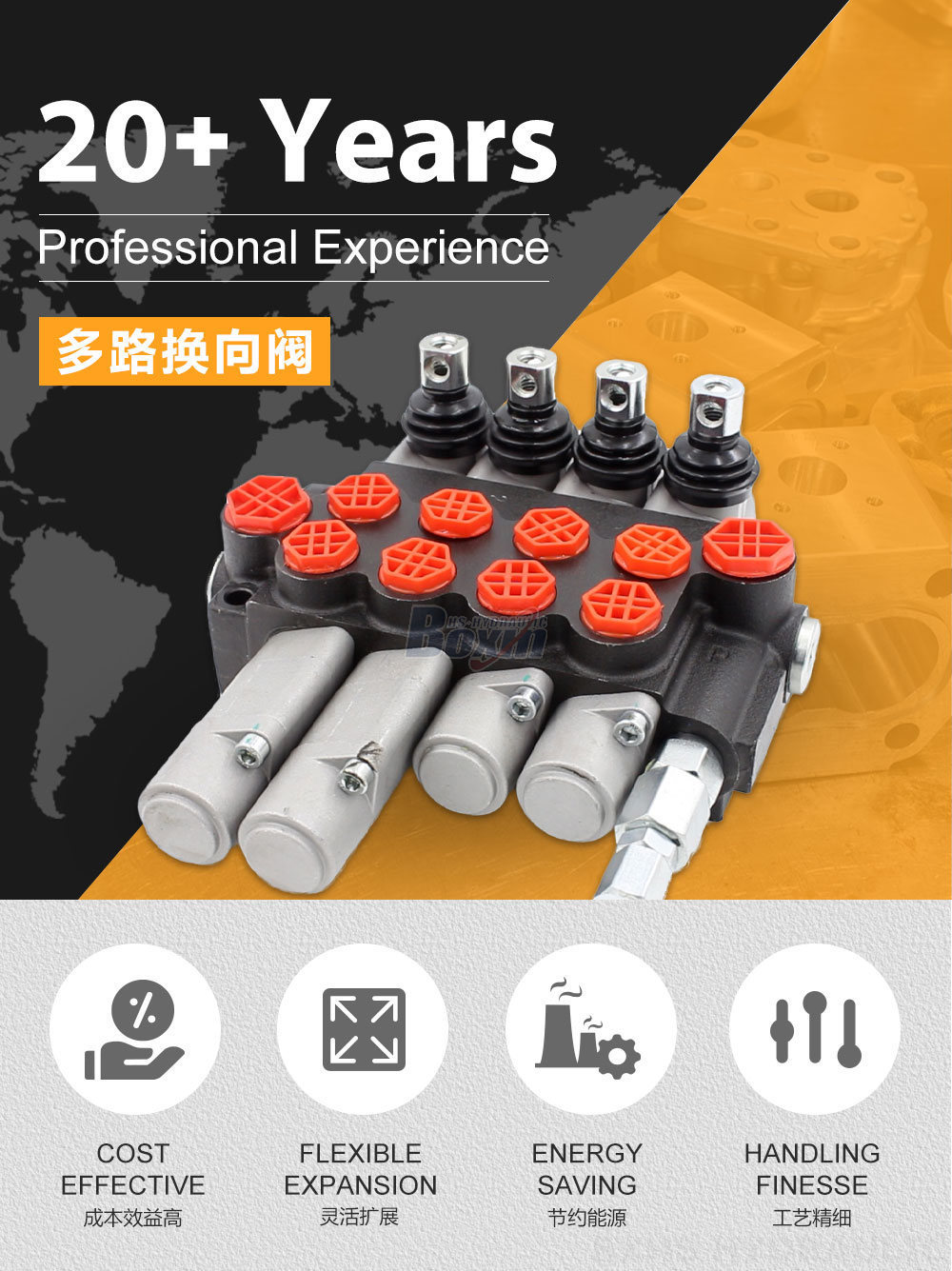 P40-G12-G38-2OT-2QTW1 手控 4 联 整体式换向阀