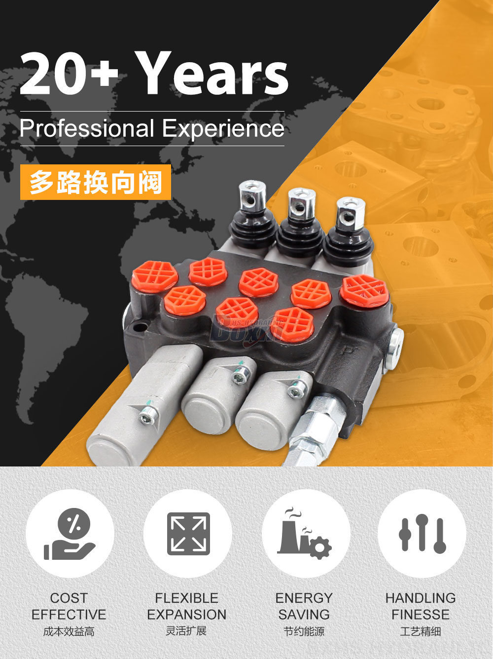 P40-G12-G38-2OT-QTW1 手控 3 联 整体式换向阀