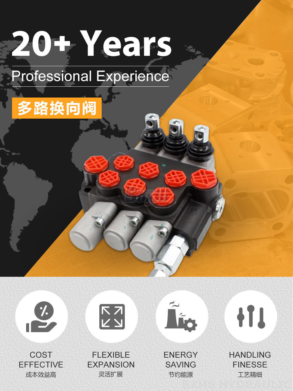 P40-G12-G38-OT-OT-QTW 手控 3 联 整体式换向阀