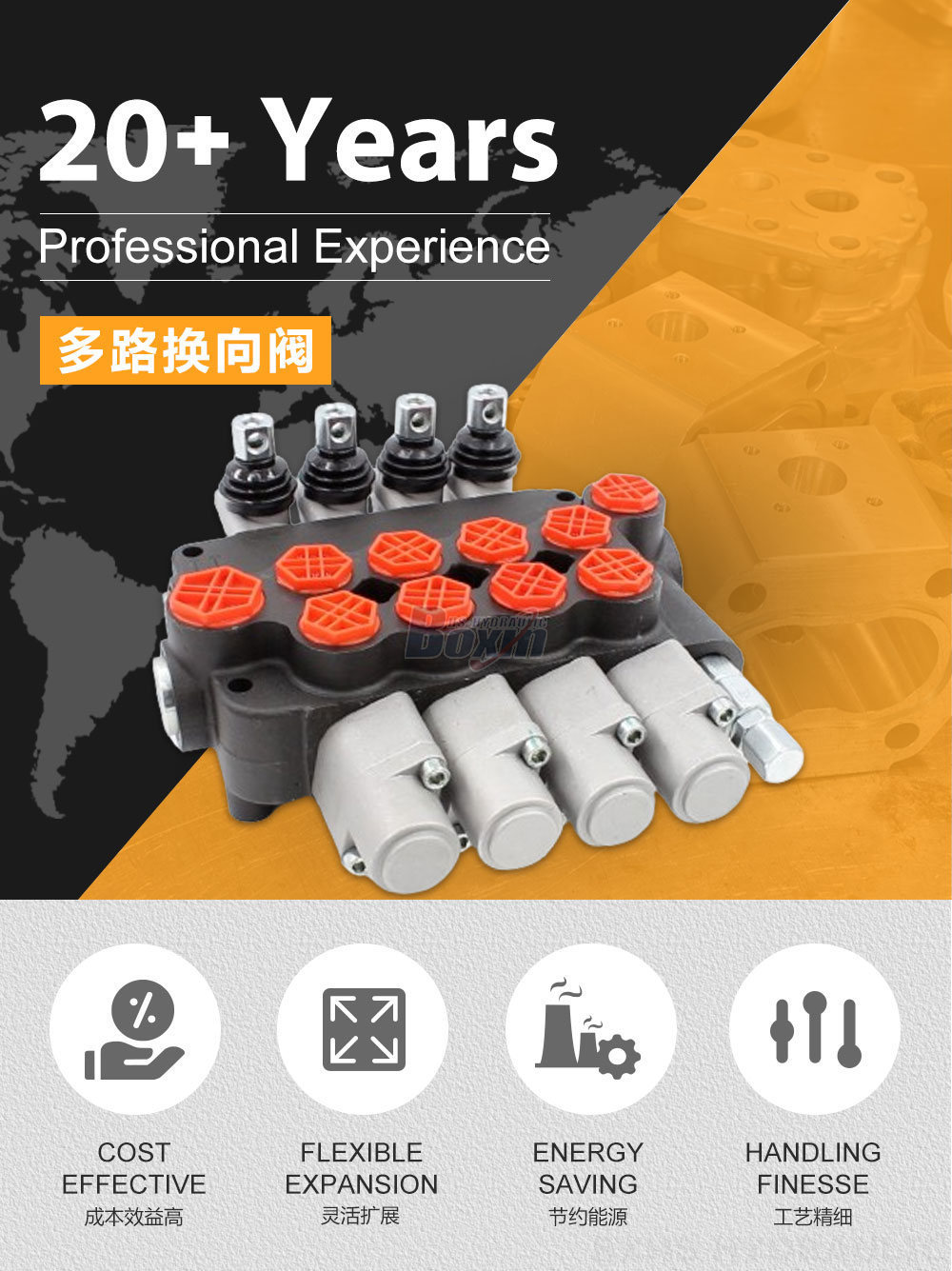 P80-G12-G34-OT 手控 4 联 整体式换向阀
