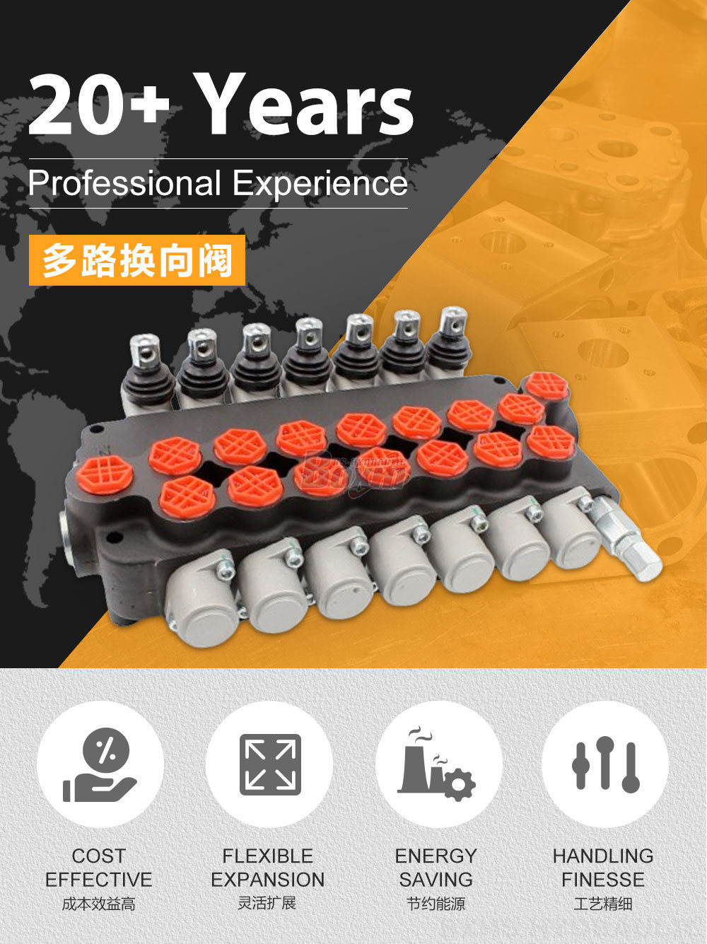 P80-G34-7OT 手控 7 联 整体式换向阀