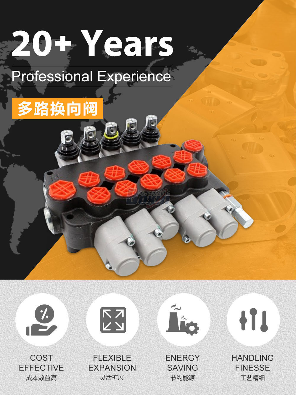 P80-G34-G12-2QTW-YW-2QTW 手控 5 联 整体式换向阀
